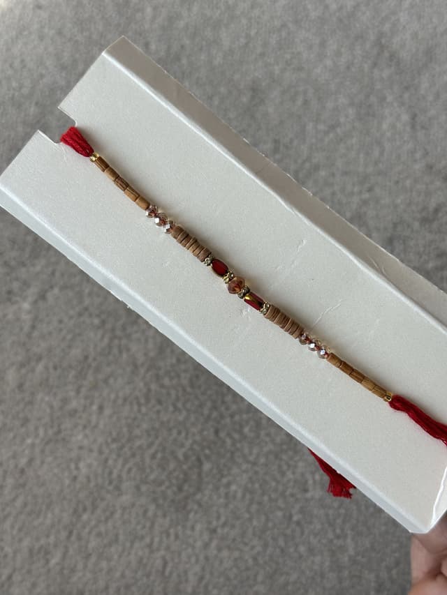 Earth Tone Rakhi with Wooden Discs