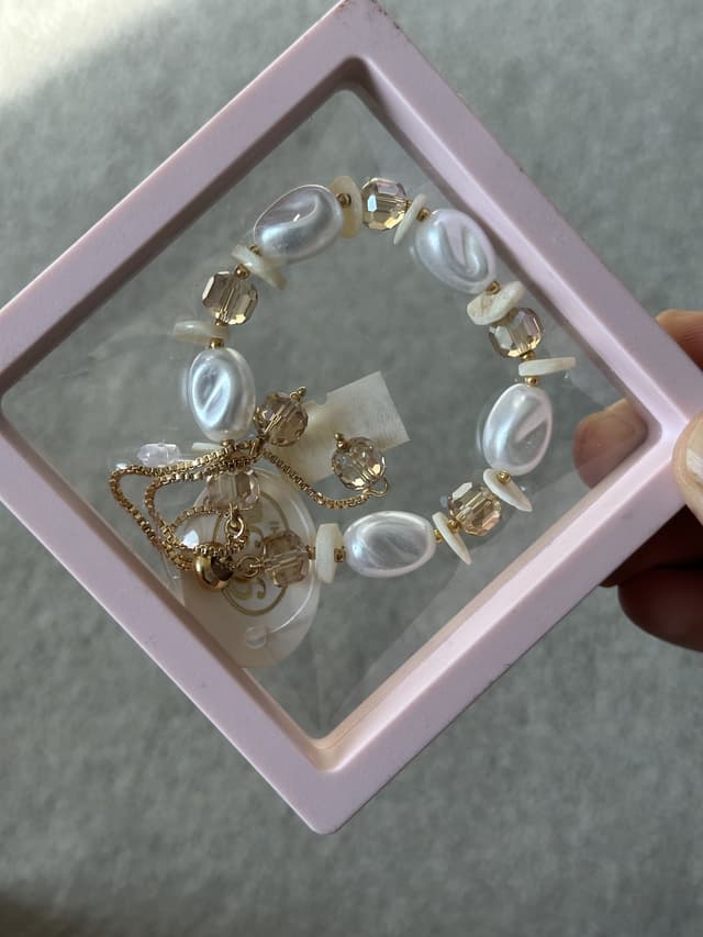 Striped Pearl Glass Beads Bracelet