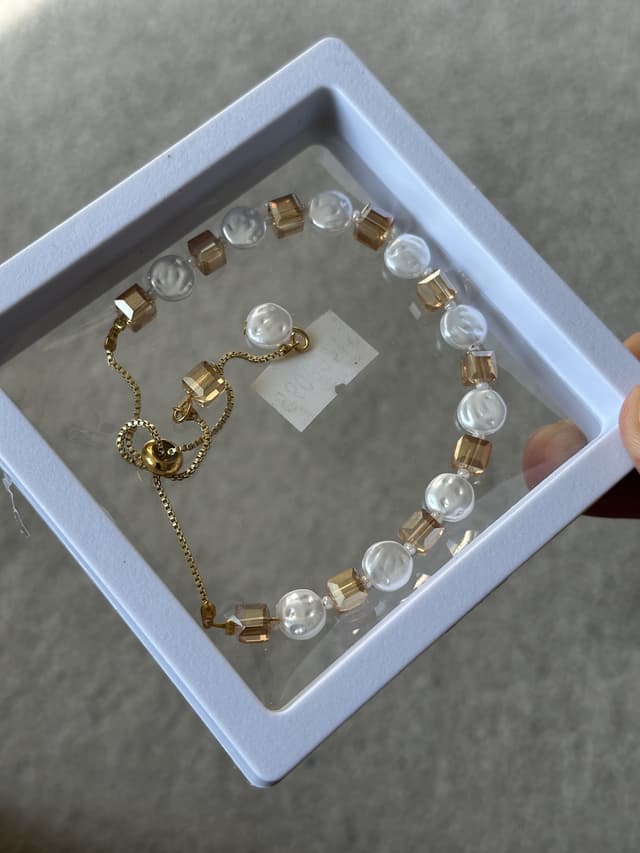 Gold and Pearl Beaded Adjustable Bracelet