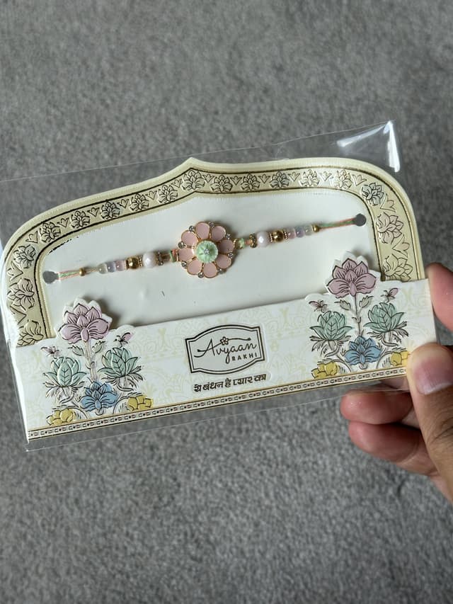 Floral Rakhi with Pastel Beads
